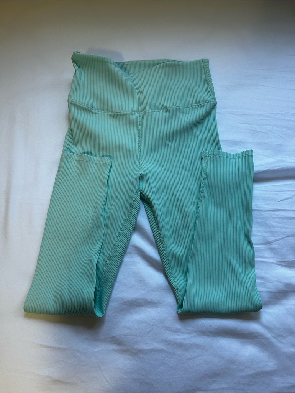 Carbon38 Seafoam Ribbed High-Waist Leggings